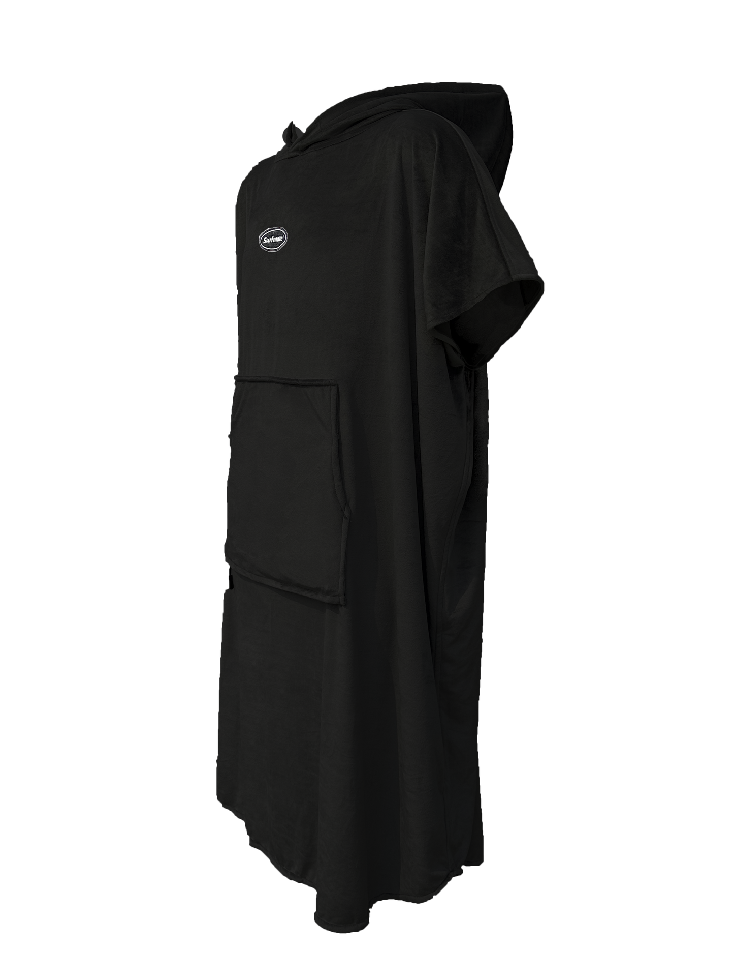Multipurpose Surf Poncho Changing Towel Robe with Hood & Bag - Black