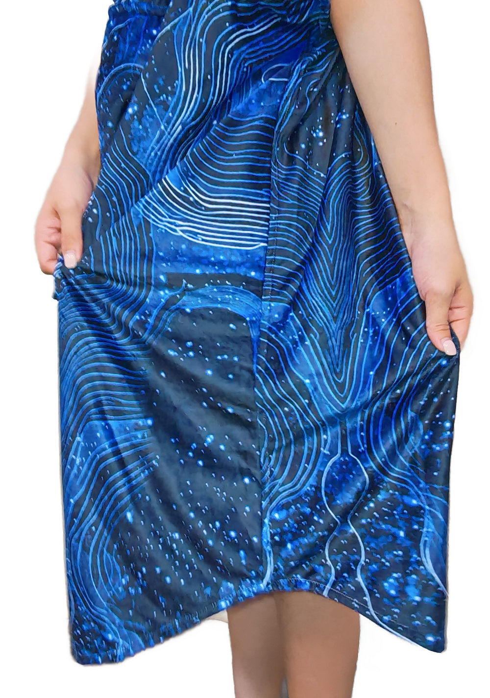 Multipurpose Surf Poncho Changing Towel Robe with Hood & Bag - Starry Sky Blue Print