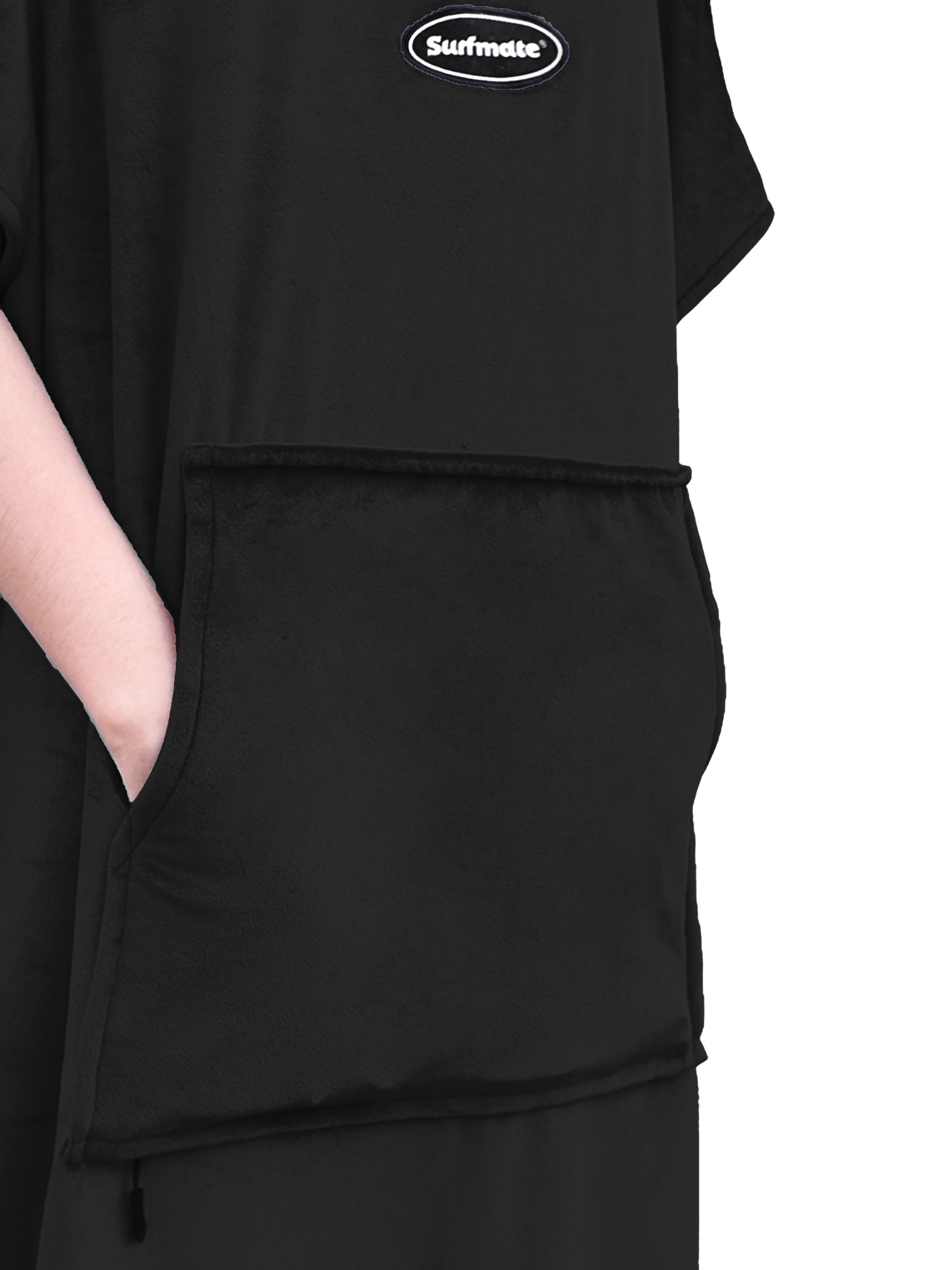 Multipurpose Surf Poncho Changing Towel Robe with Hood & Bag - Black