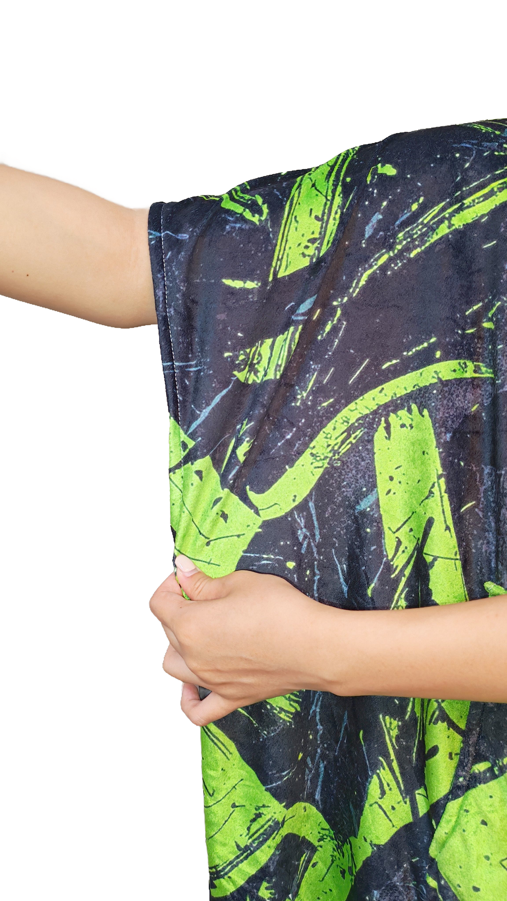 Multipurpose Surf Poncho Changing Towel Robe with Hood & Bag - Neon Green