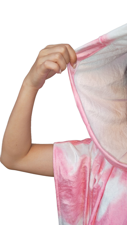 Multipurpose Surf Poncho Changing Towel Robe with Hood & Bag - Sakura Pink