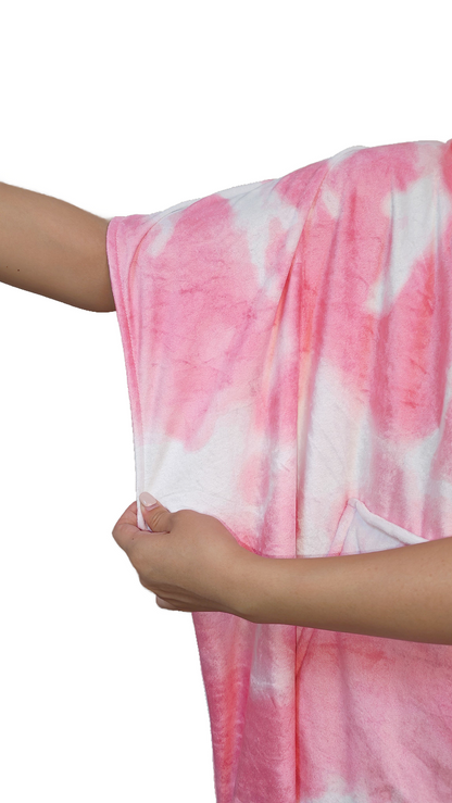 Multipurpose Surf Poncho Changing Towel Robe with Hood & Bag - Sakura Pink