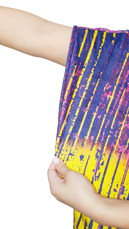 Multipurpose Surf Poncho Changing Towel Robe with Hood & Bag - Violet Print