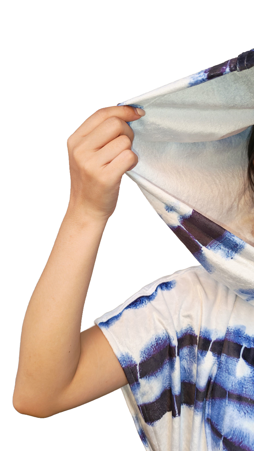 Multipurpose Surf Poncho Changing Towel Robe with Hood & Bag - Blue Lotus Print