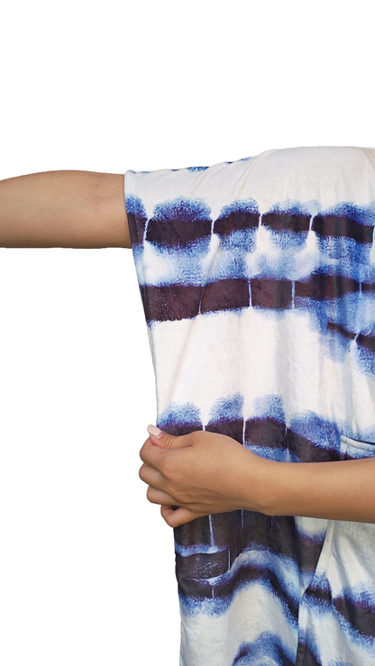Multipurpose Surf Poncho Changing Towel Robe with Hood & Bag - Blue Lotus Print