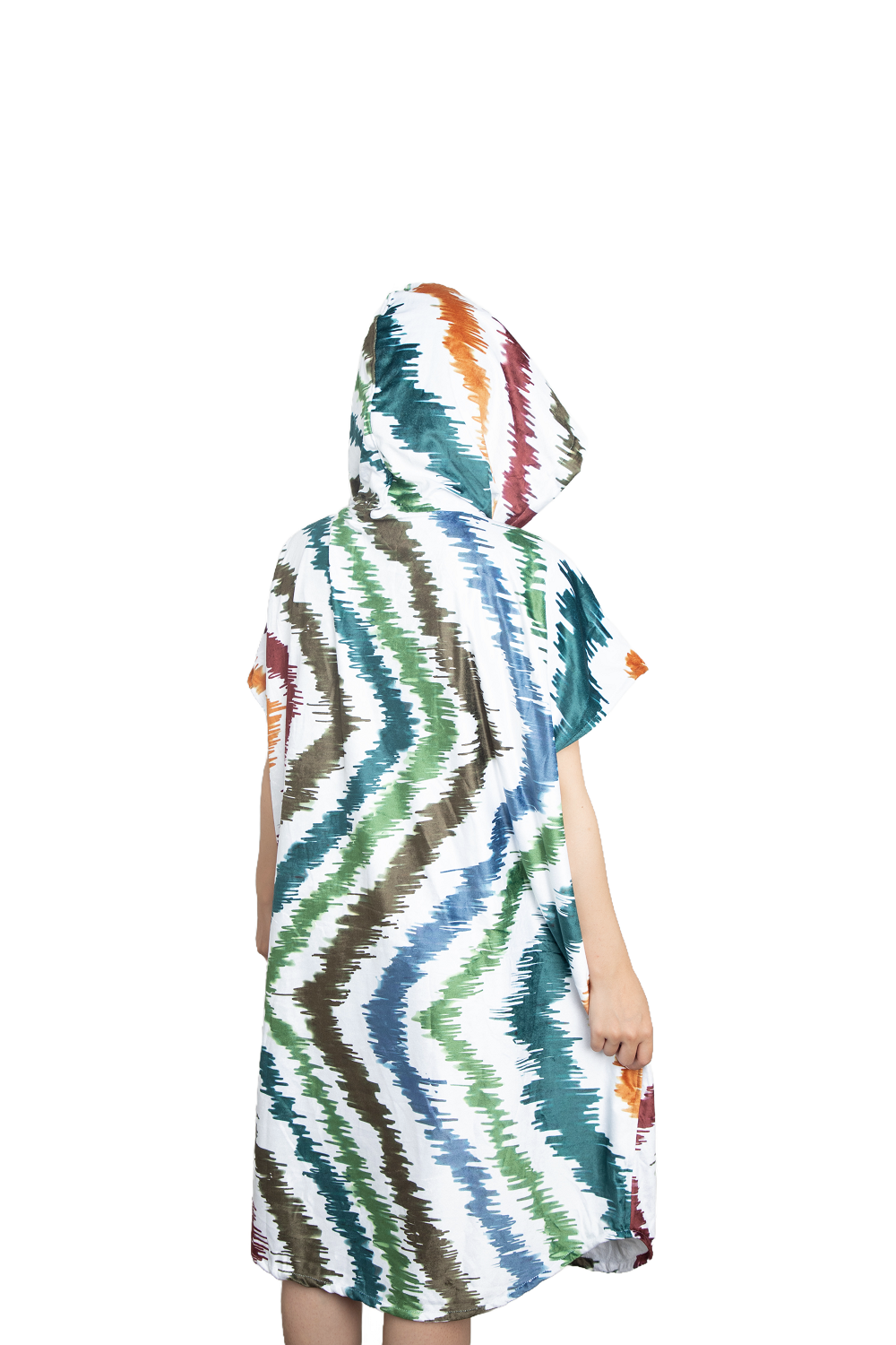 Multipurpose Surf Poncho Changing Towel Robe with Hood & Bag - Rainbow Print
