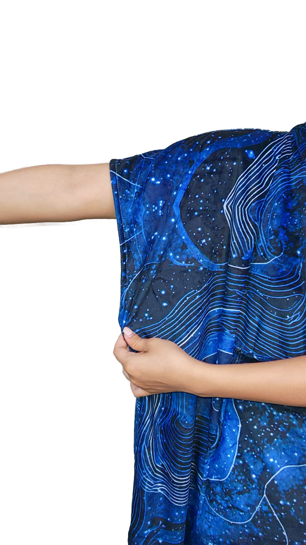 Multipurpose Surf Poncho Changing Towel Robe with Hood & Bag - Starry Sky Blue Print