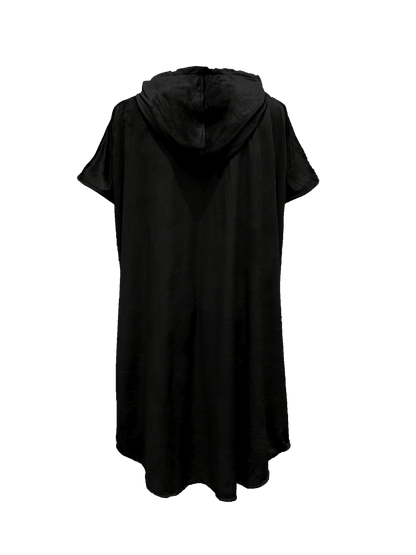 Multipurpose Surf Poncho Changing Towel Robe with Hood & Bag - Black
