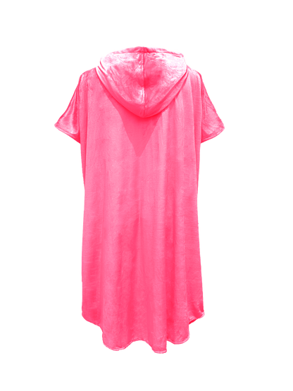 Multipurpose Surf Poncho Changing Towel Robe with Hood & Bag - Hot Pink