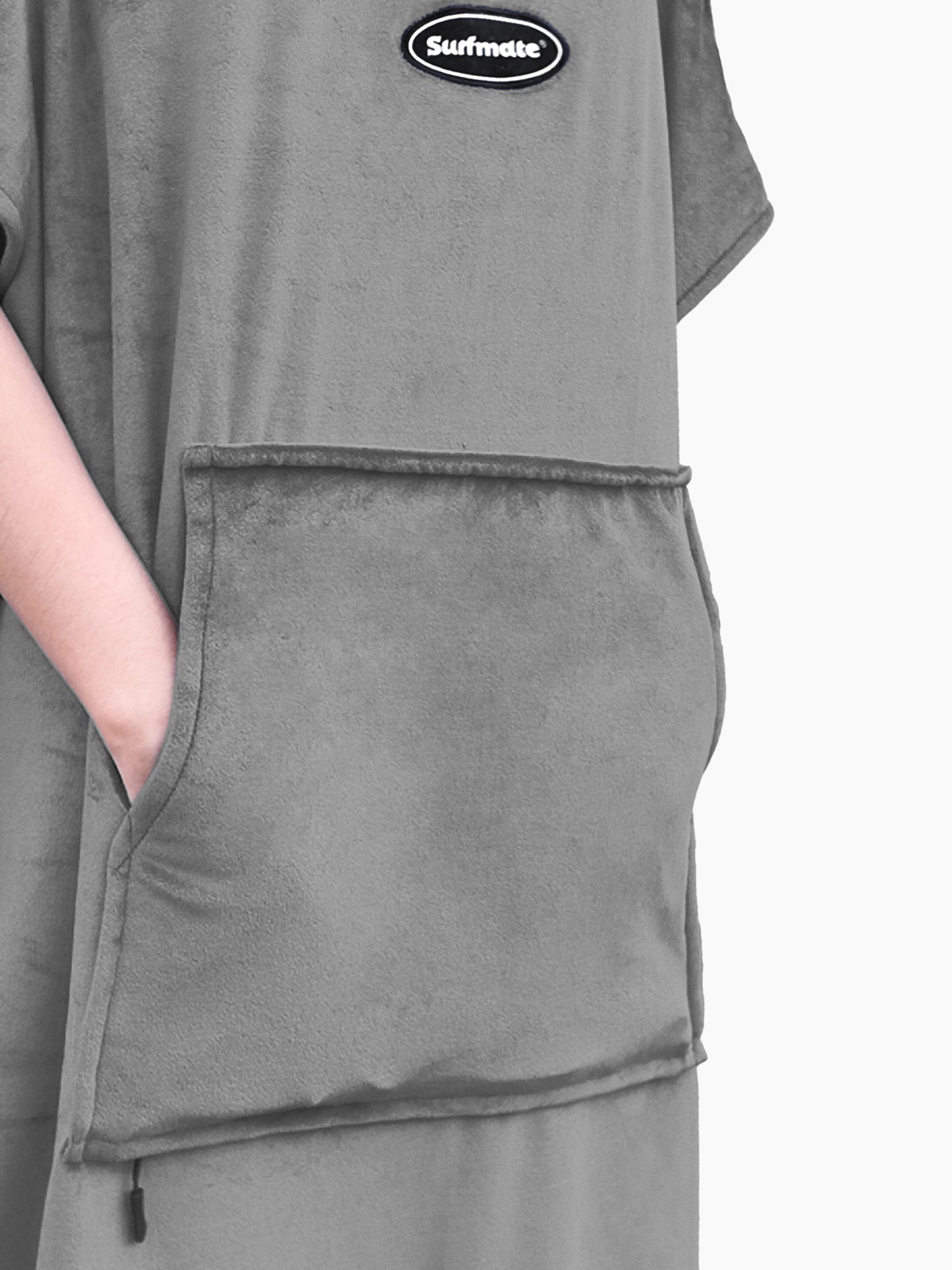 Multipurpose Surf Poncho Changing Towel Robe with Hood & Bag - Grey