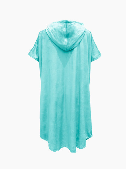 Multipurpose Surf Poncho Changing Towel Robe with Hood & Bag - Aqua