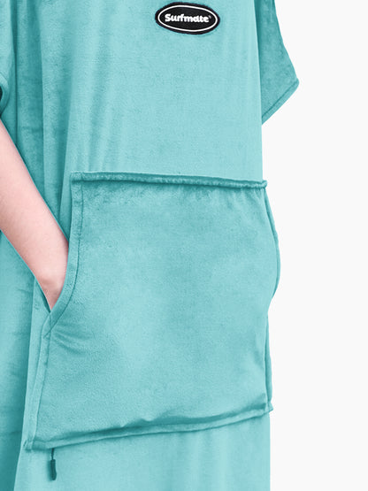 Multipurpose Surf Poncho Changing Towel Robe with Hood & Bag - Aqua
